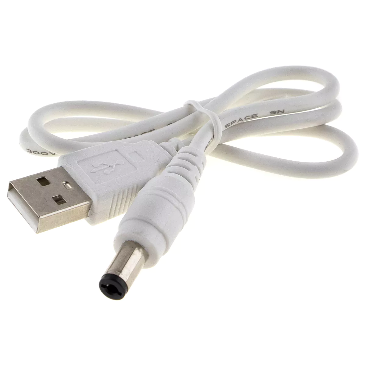 (imagem para) Cabo USB2.0 A macho - DC 5.5x2.1mm fêmea - branco - 0.5m